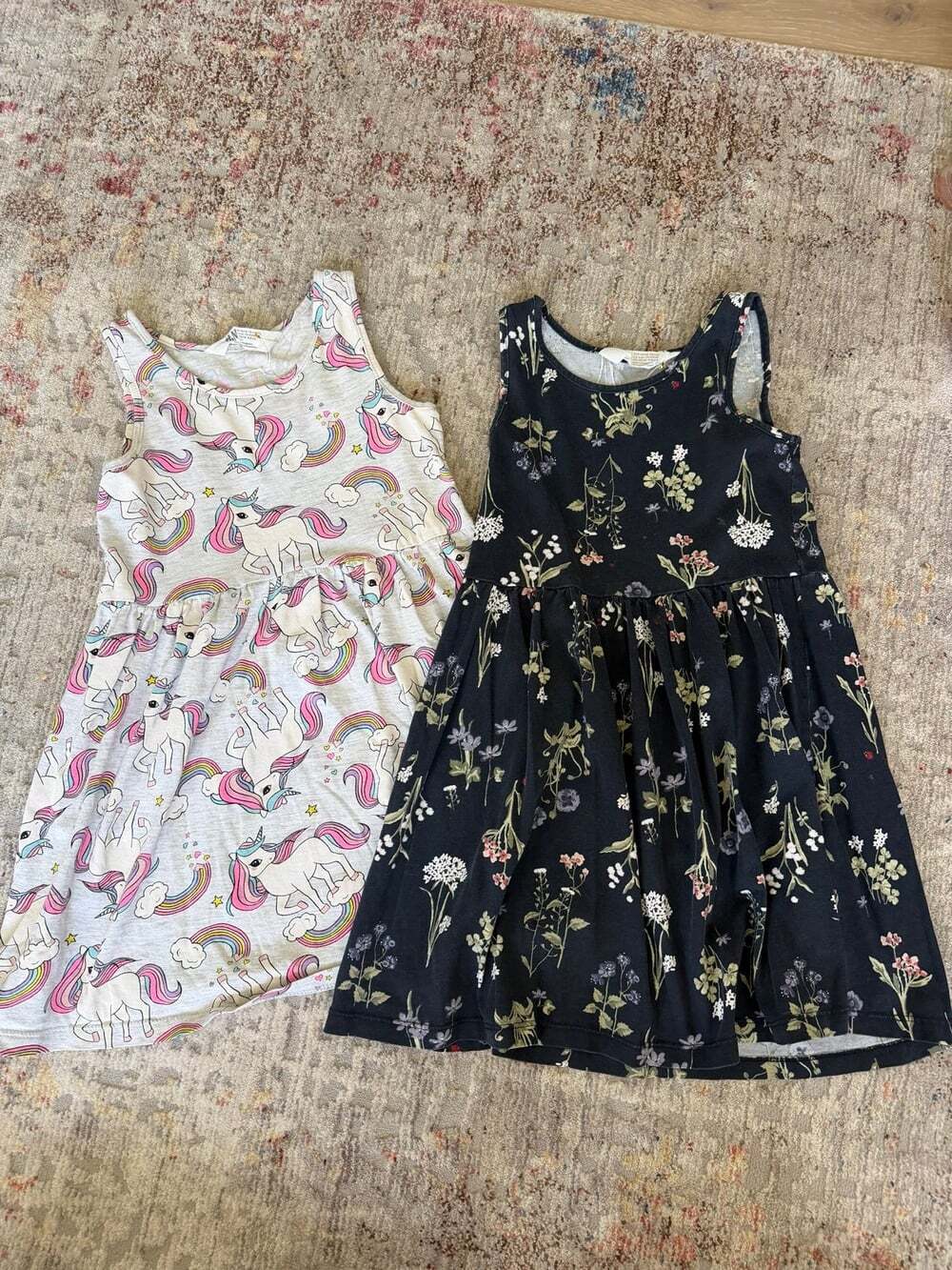 Set of H&M Girls Dresses, Unicorns and Florals, Size 4-6Y